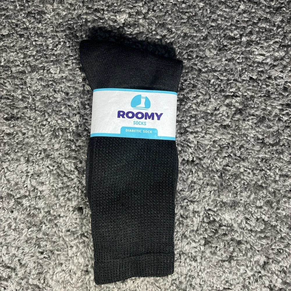 Men's Comfort Extra Roomy Diabetic Socks Size 10-13 Black J800L New with‎ Tags